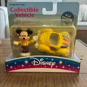 Vintage Disney Mickey Mouse Figure Car Die Cast Metal Collectible Mattel NIB NOS